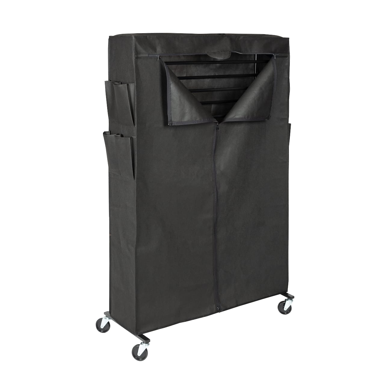 Honey Can Do Black Rolling Shoe Rack & Shoe Rack Cover